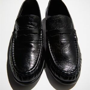 Women’s H&M Classic Black Real Leather Penny Loafers